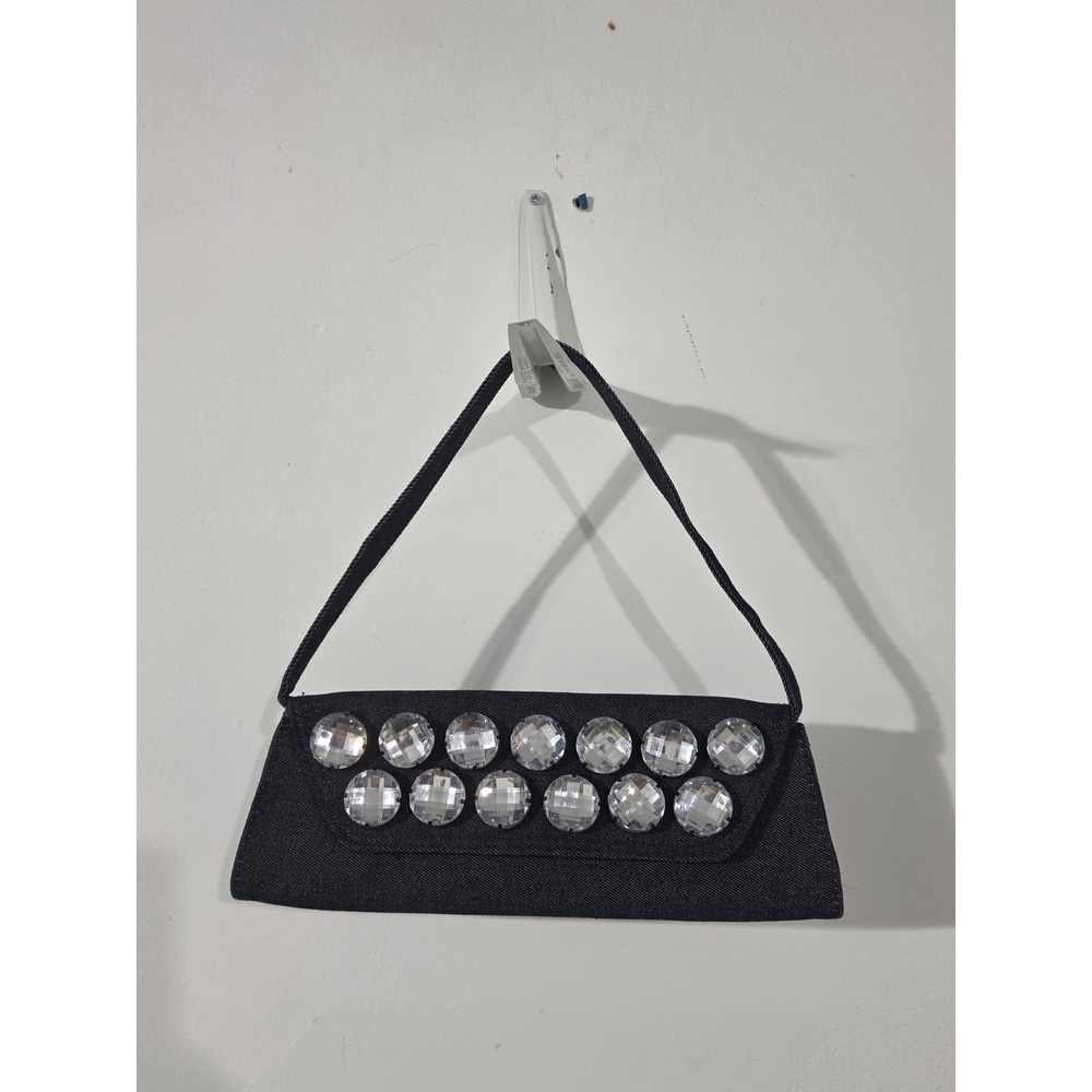 Denim Rhinestone Clutch Bag Y2K Party Wristlet Crystal Gems